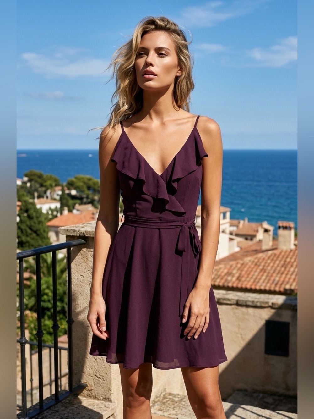 Ivy & Main Cold Shoulder Ruffle Tie-Back Dress Size Small